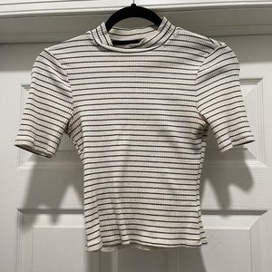 Wild fable cropped spandex top black and white stripe high neck mock neck